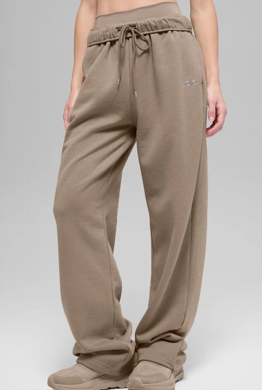 Alo Accolade Straight Leg Sweatpants Gravel Tan XS